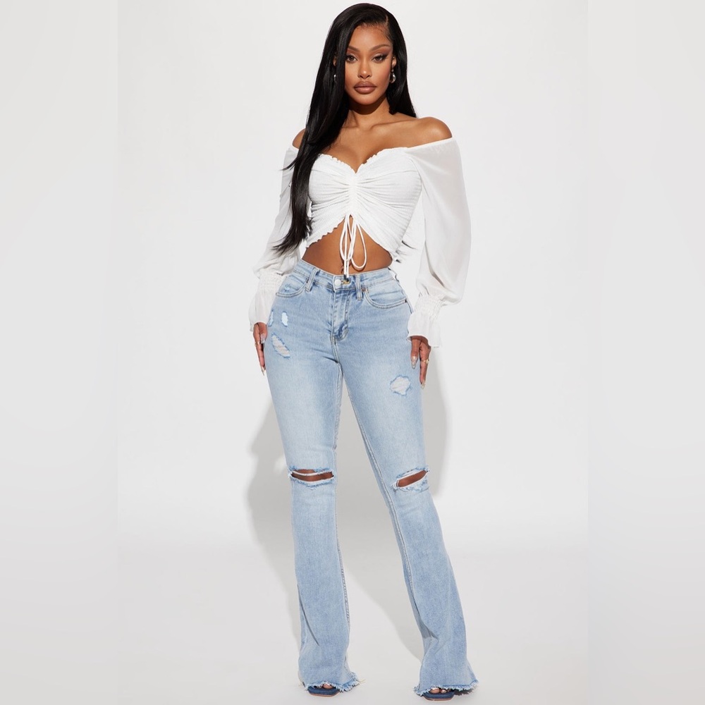 Fashion Nova Really Rowdy Ripped Stretch Flare Jeans